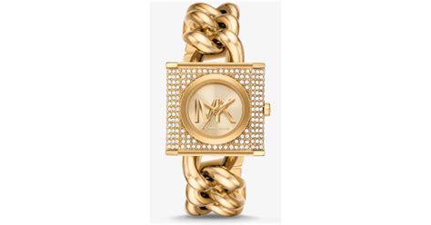 michael kors mini lock pavé gold-tone chain watch|mini lock pave gold tone.